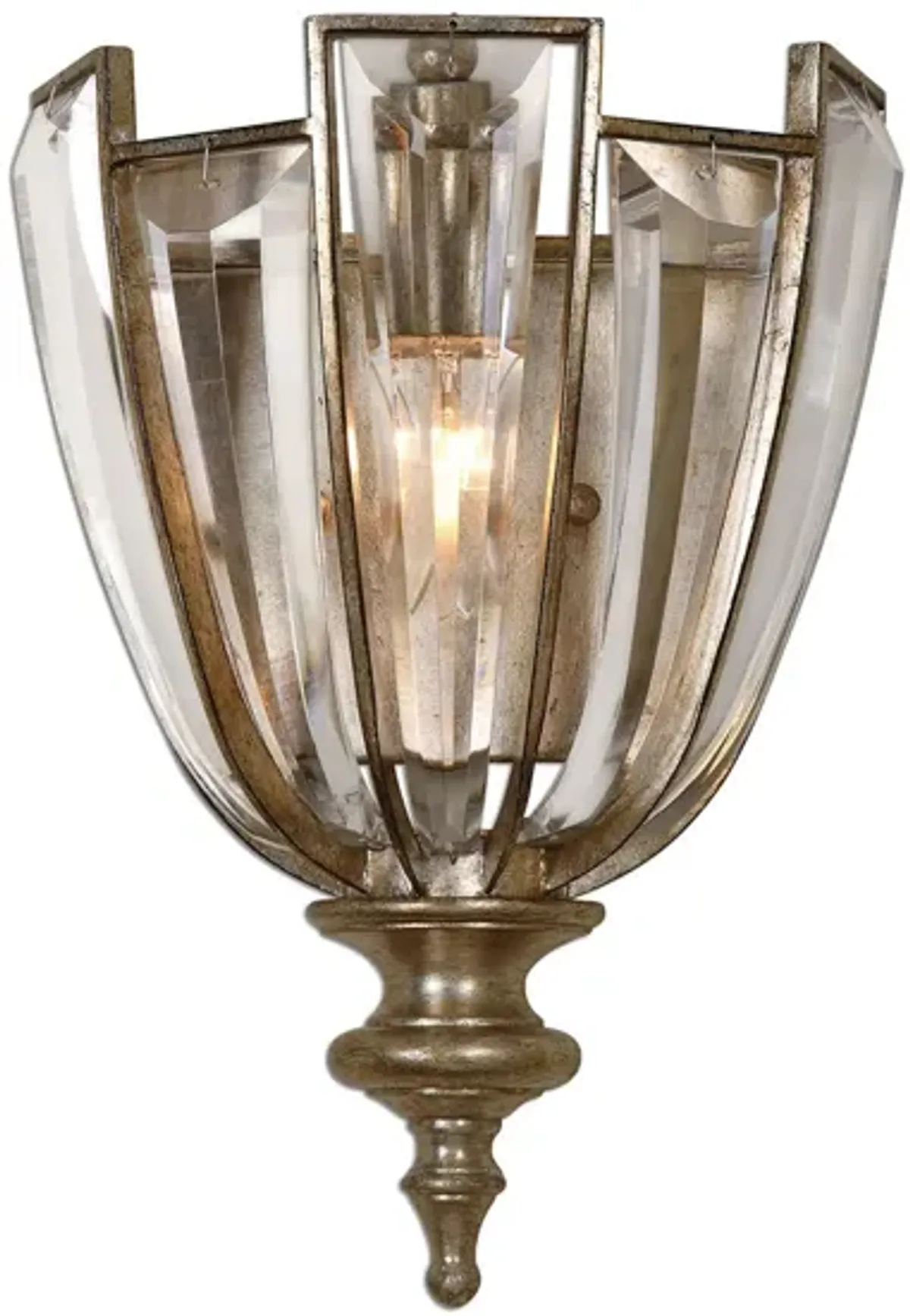 Vicentina Crystal Wall Sconce in Antiqued Silver by Uttermost