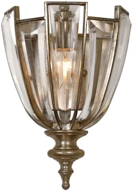 Vicentina Crystal Wall Sconce in Antiqued Silver by Uttermost