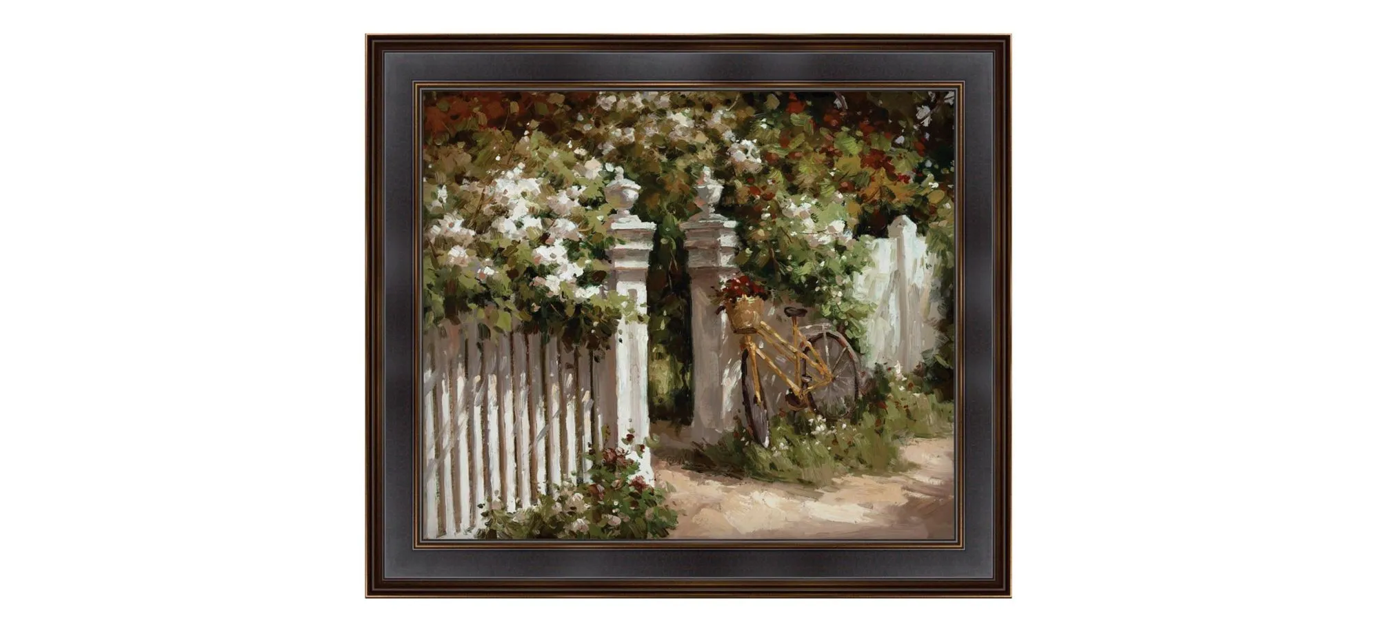 White Fence Framed Canvas Wall Art in Multicolor by Prestige Arts /Ati Indust