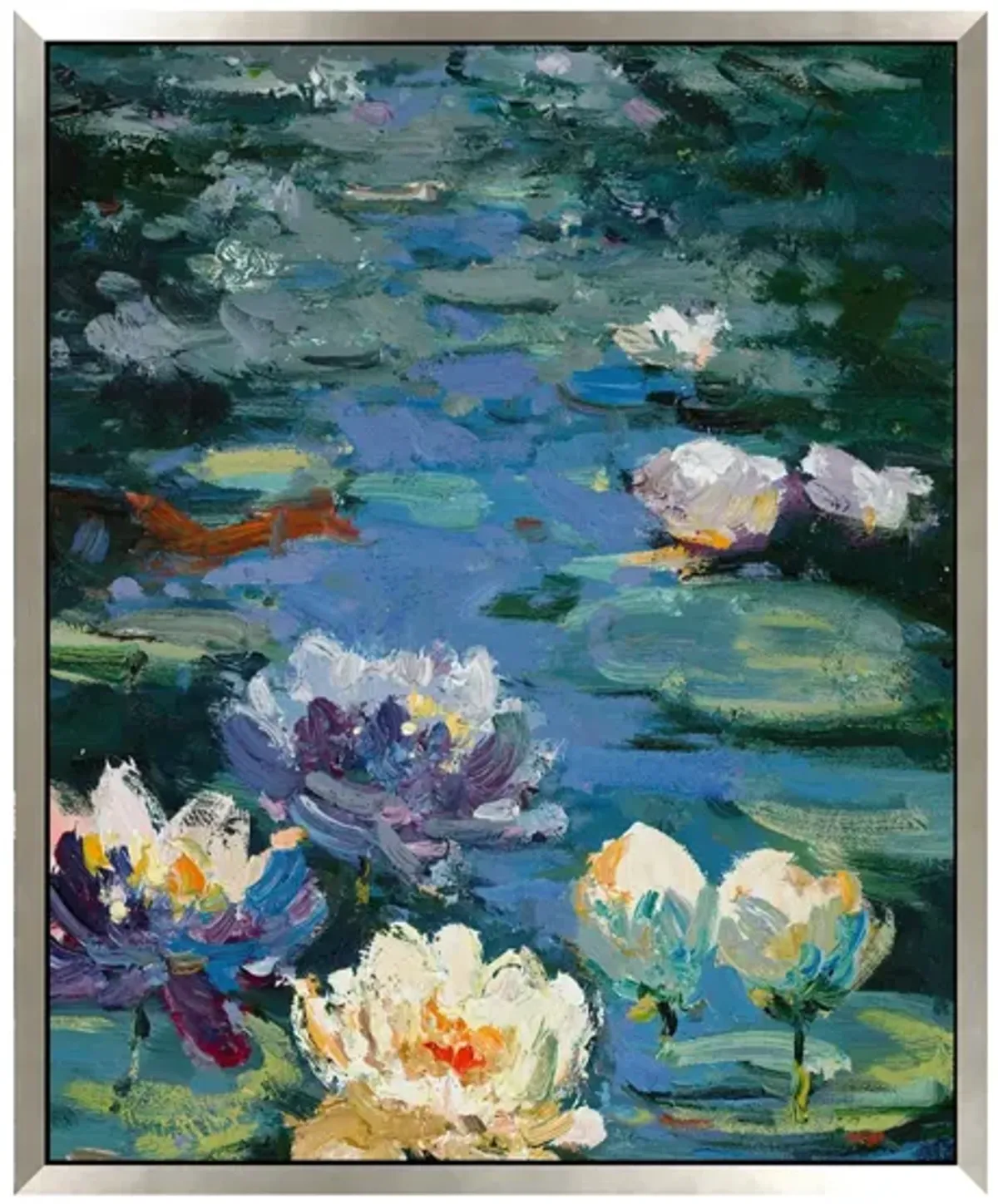 Water Lilies Framed Canvas Wall Art