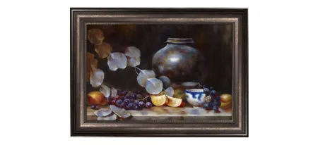 Brown Urn and Floral Framed Canvas Wall Art in Multicolor by Prestige Arts /Ati Indust
