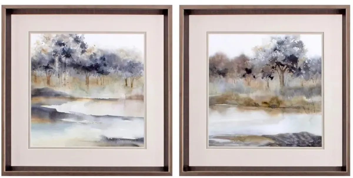 Silent Waters Wall Art S/2 in Blue, Taupe, Brown, Neutral by Propac Images