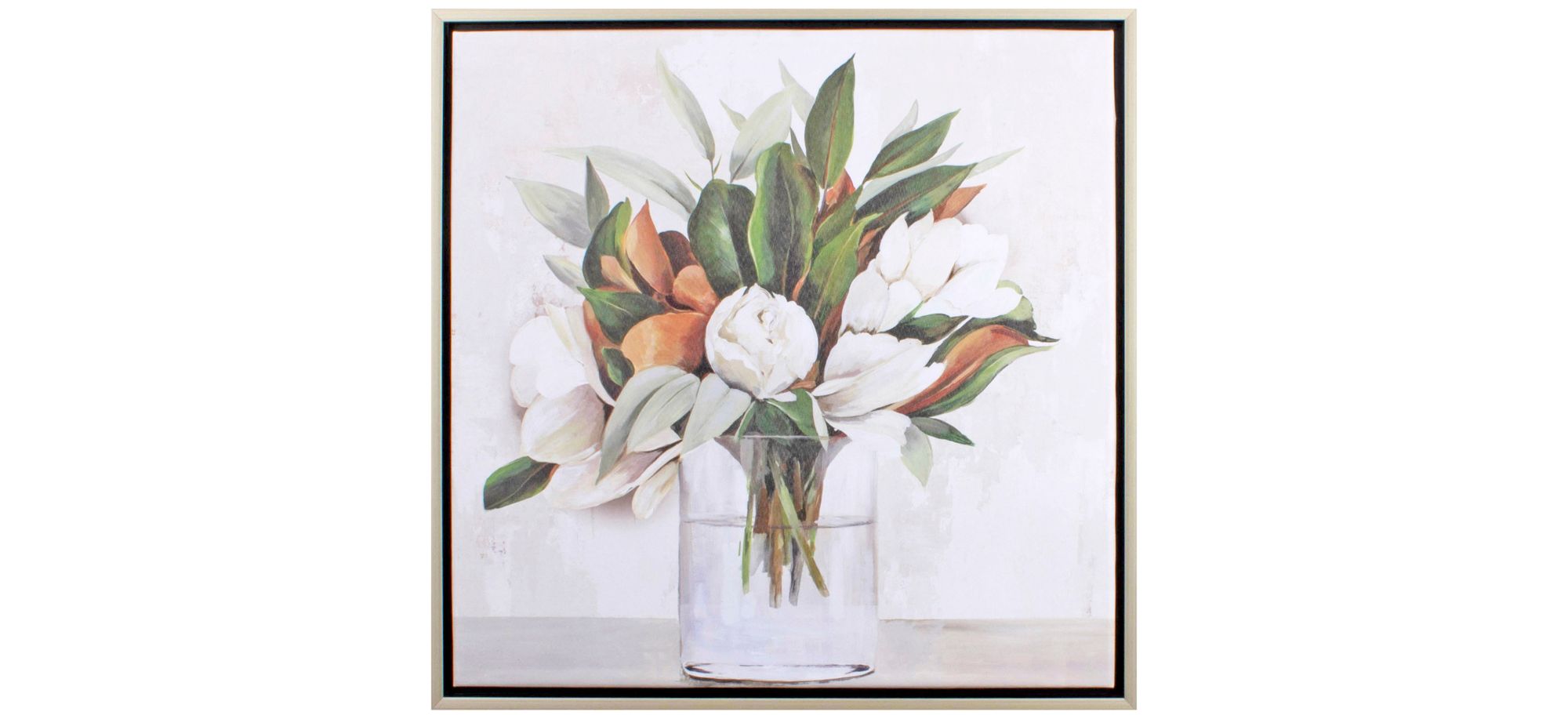 Magnolia Bouquet Wall Art in Green, Brown, White, Cream, Gray, Neutral by Propac Images