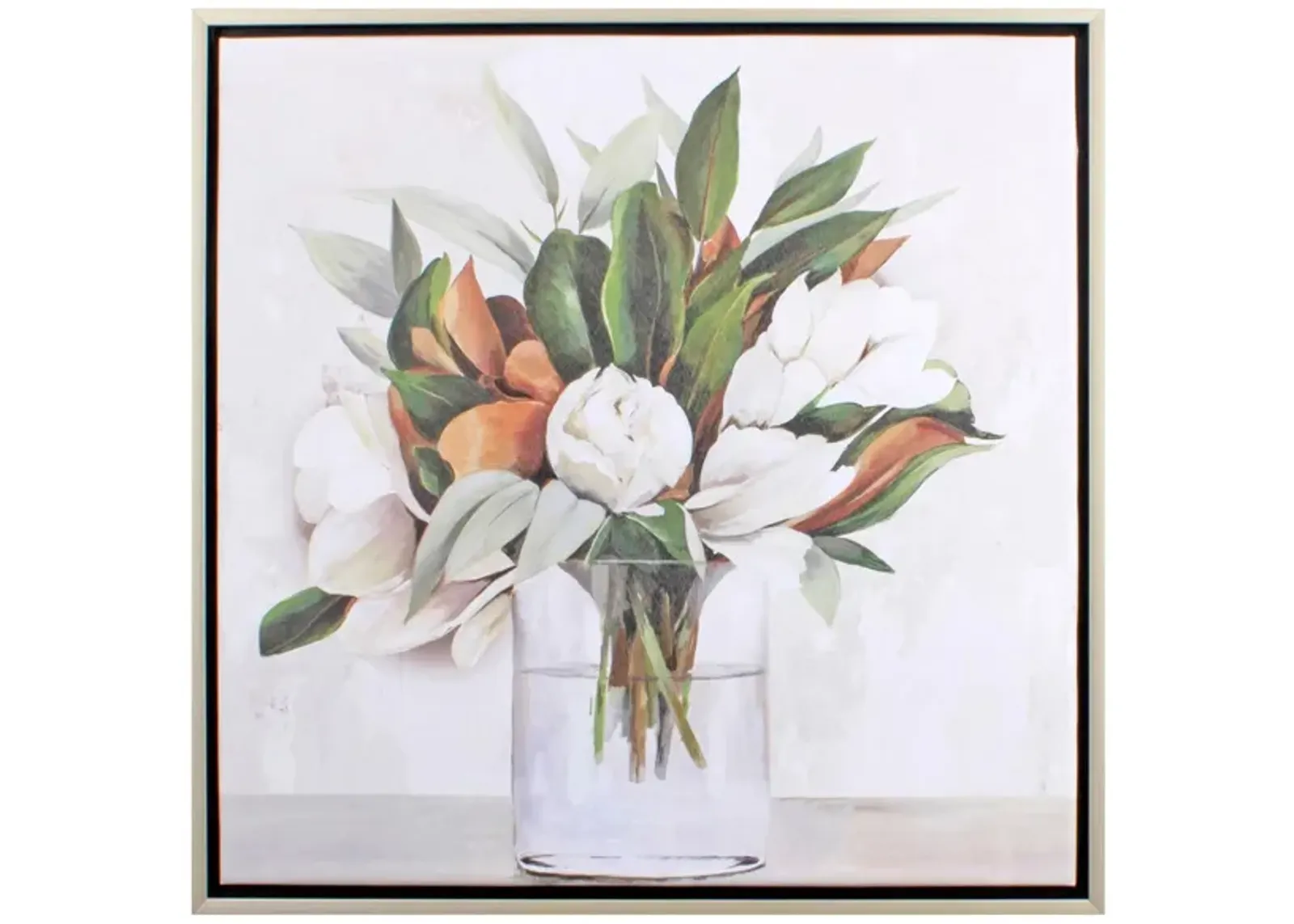 Magnolia Bouquet Wall Art in Green, Brown, White, Cream, Gray, Neutral by Propac Images