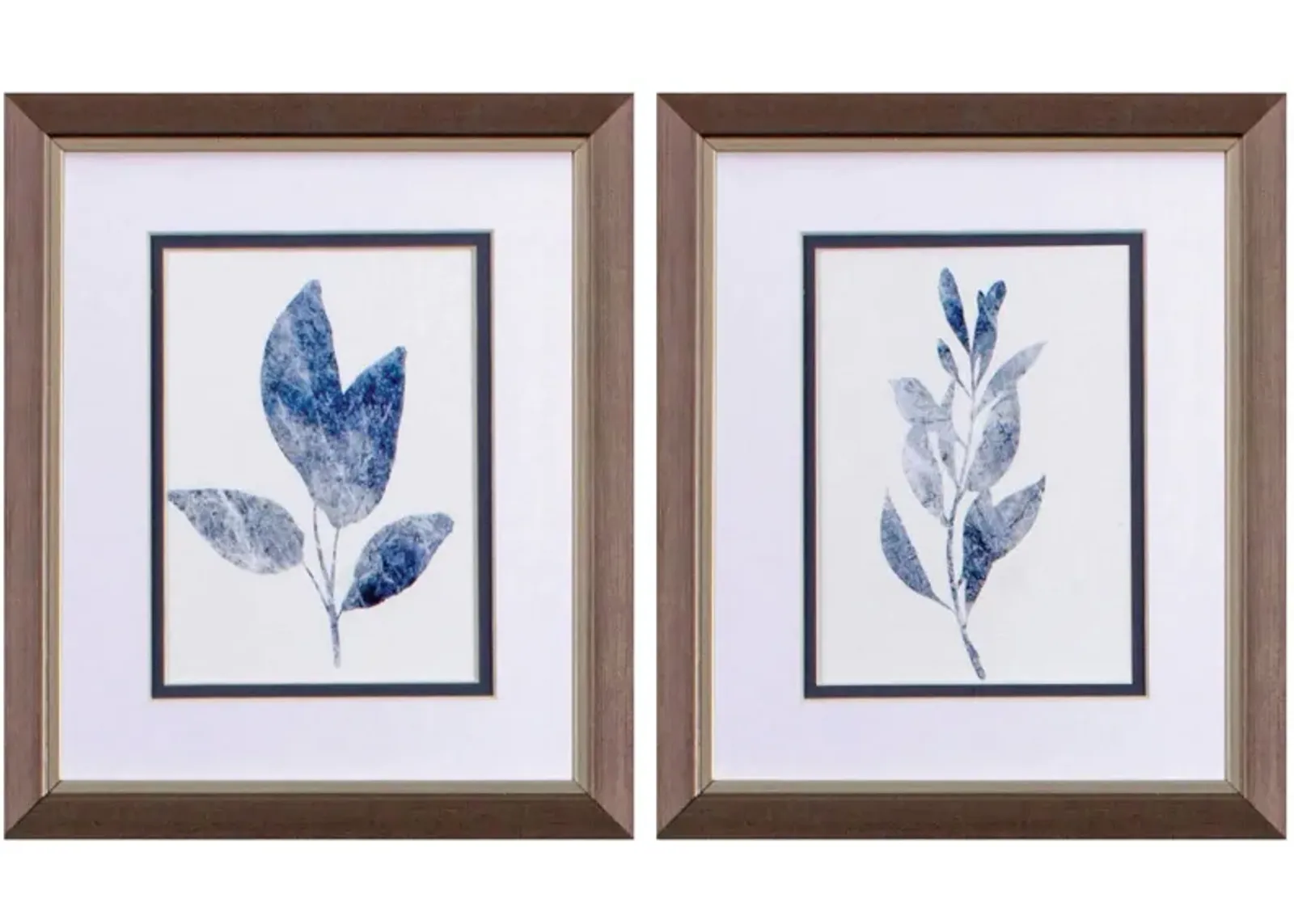 Marble Leaf Wall Art S/2 in Blue, White, Brown, Neutral by Propac Images