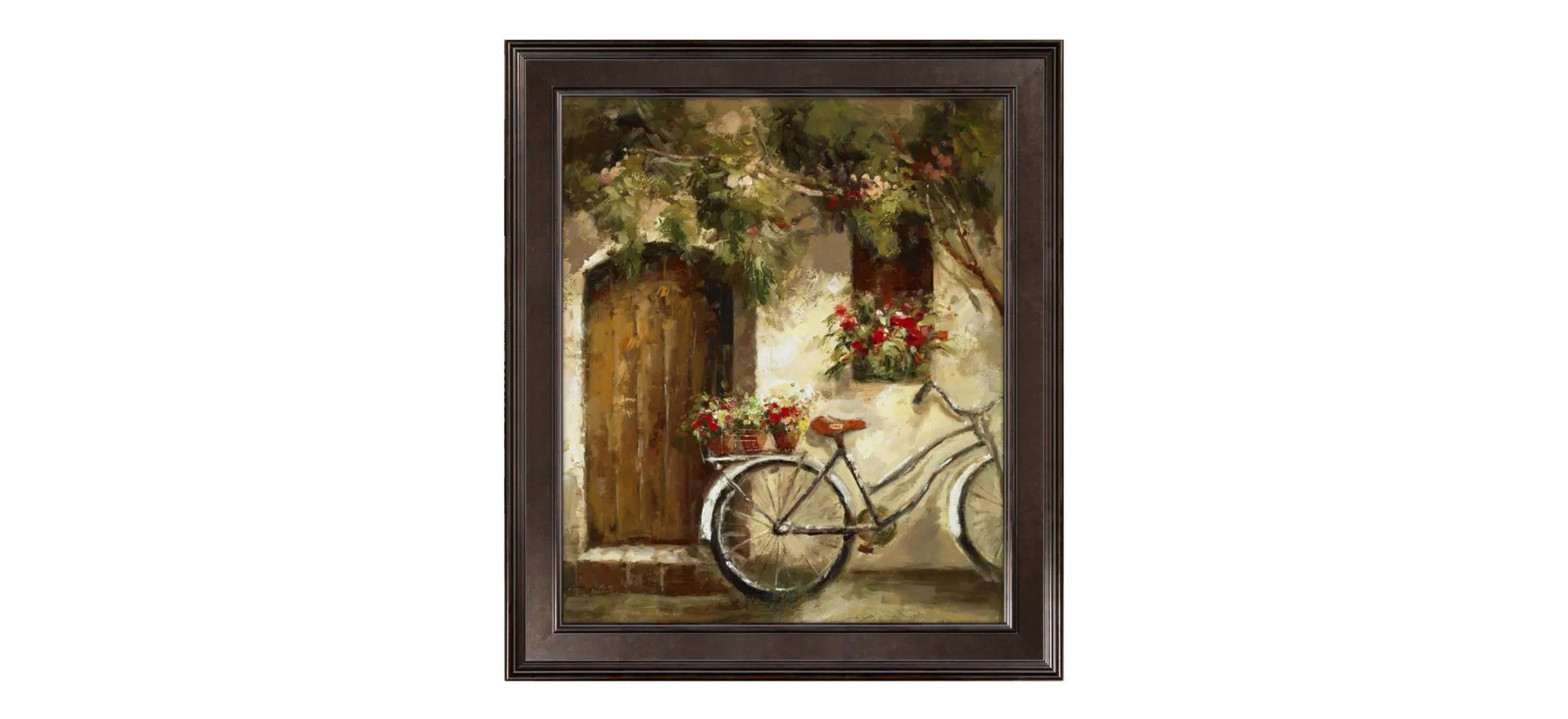 Bicycle Flowers Framed Canvas Wall Art in Multicolor by Prestige Arts /Ati Indust