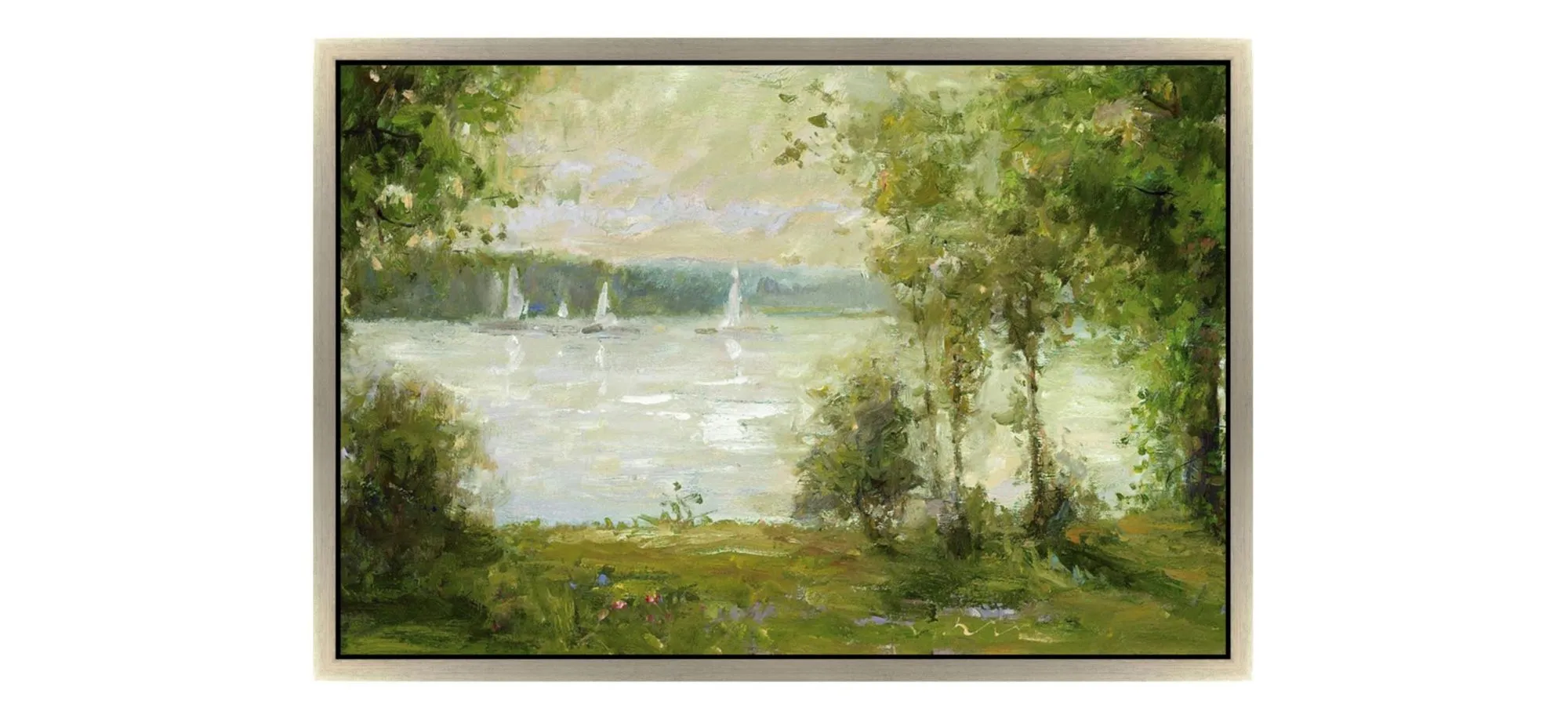 Trees with Sailboats Framed Canvas Wall Art in Multicolor by Prestige Arts /Ati Indust