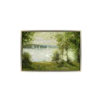Trees with Sailboats Framed Canvas Wall Art in Multicolor by Prestige Arts /Ati Indust