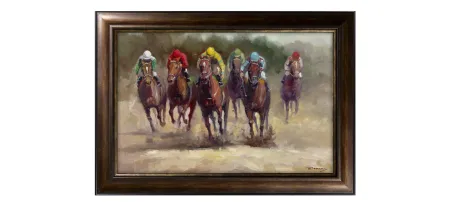 Horse Race Framed Canvas Wall Art in Multicolor by Prestige Arts /Ati Indust