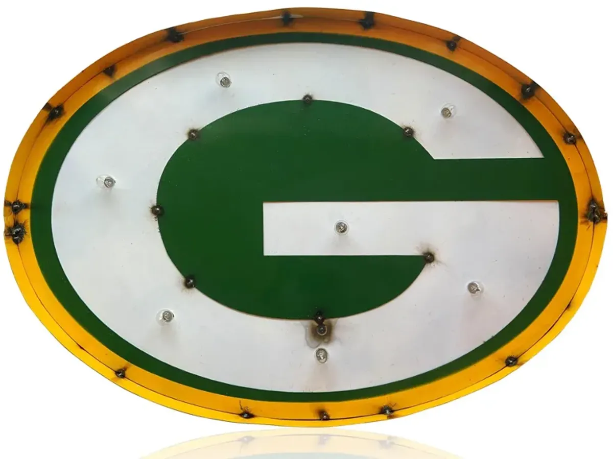 NFL Logo Lighted Recycled Metal Sign in Green Bay Packers by Imperial International