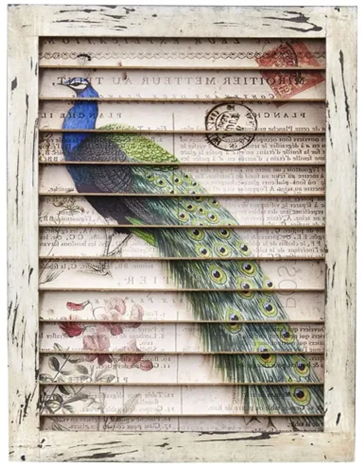 Peacock Window Shutter Wall Decor