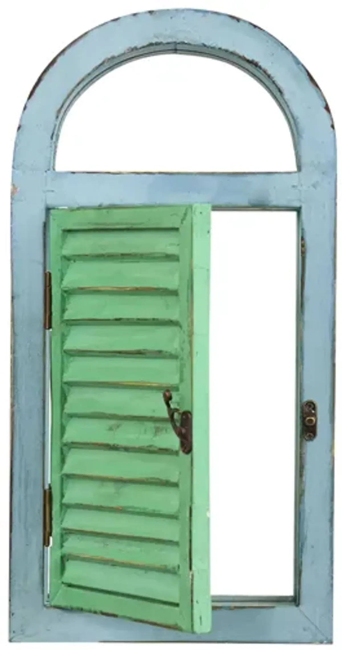 Vintage Window Shutter & Mirror Wall Décor in Green/Blue by Bellanest