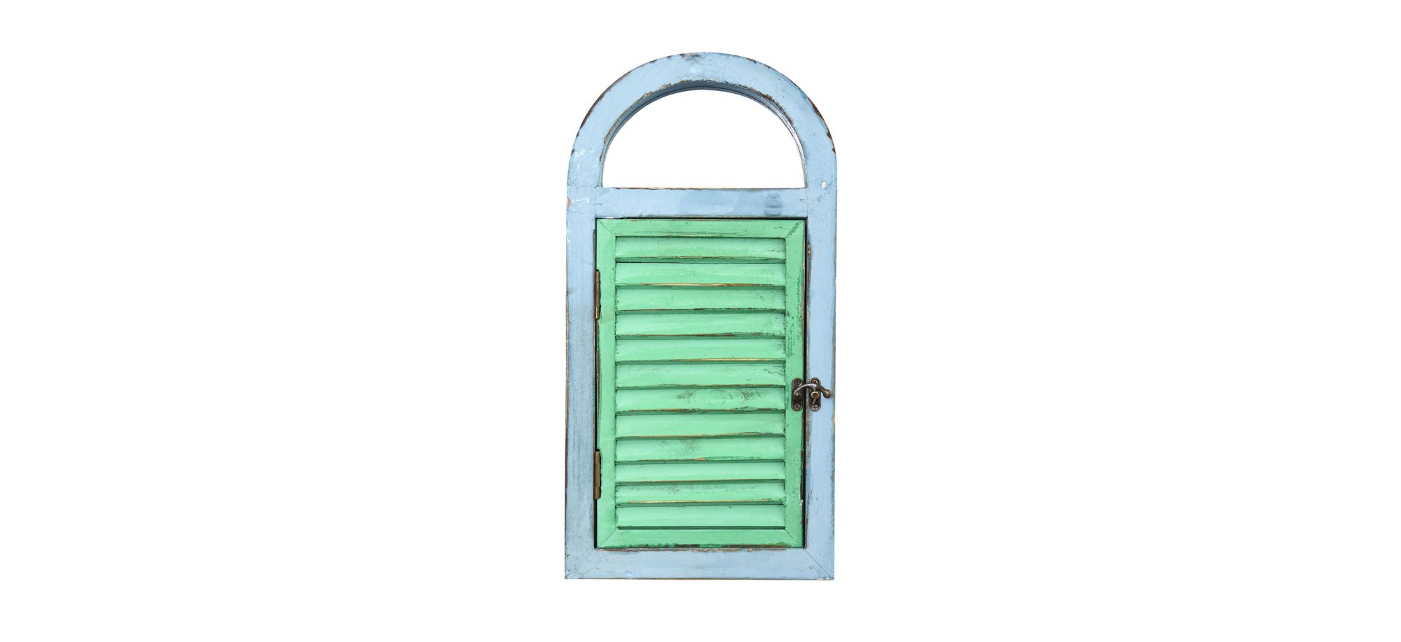 Vintage Window Shutter & Mirror Wall Décor in Green/Blue by Bellanest