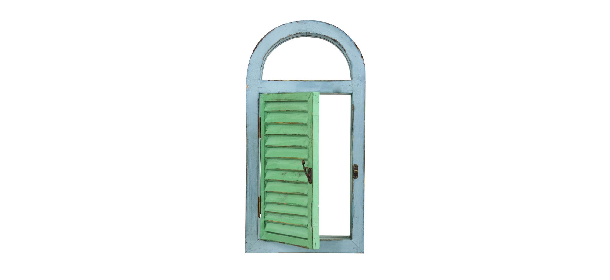 Vintage Window Shutter & Mirror Wall Décor in Green/Blue by Bellanest