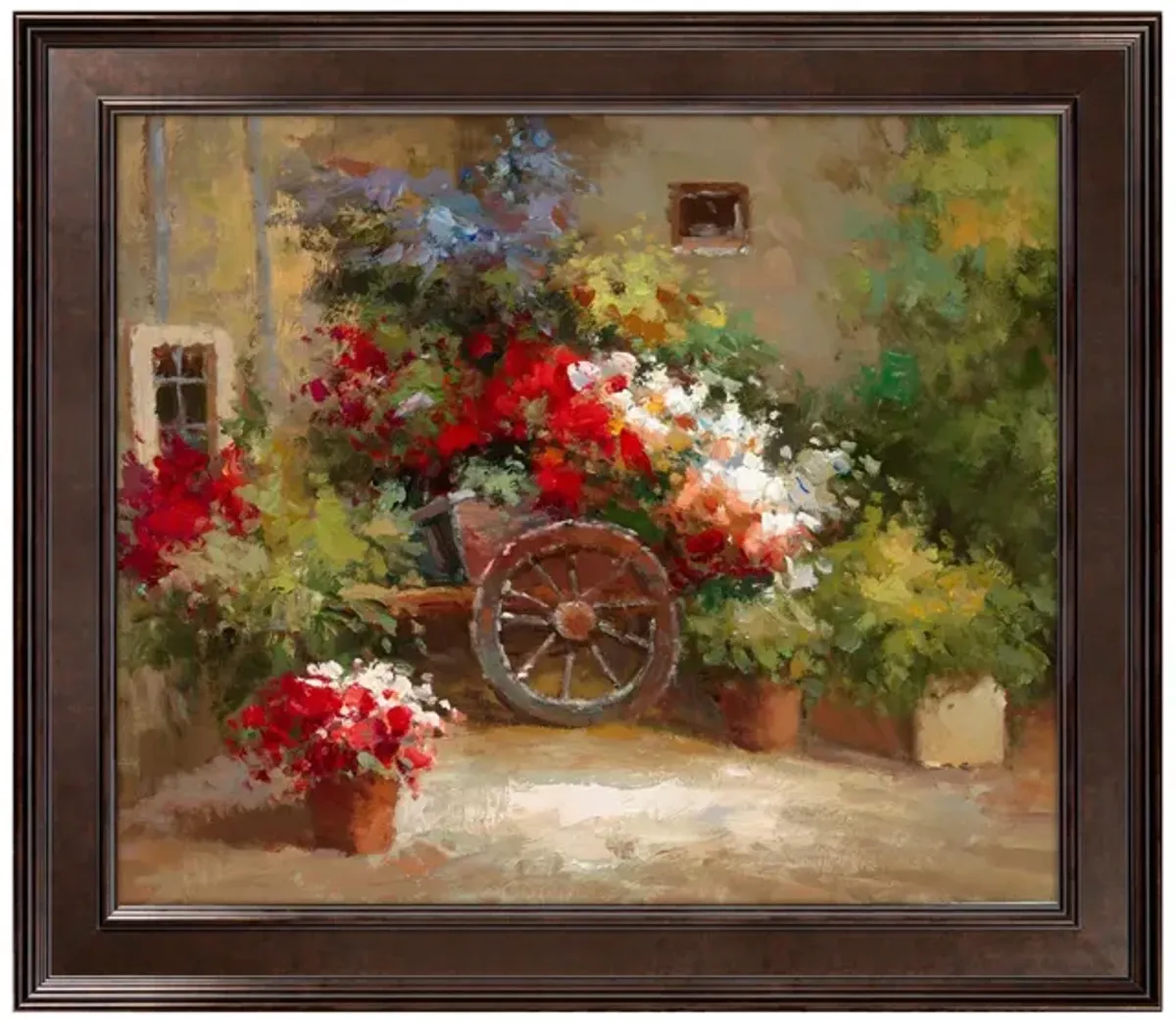 Flowers on Cart Framed Canvas Wall Art