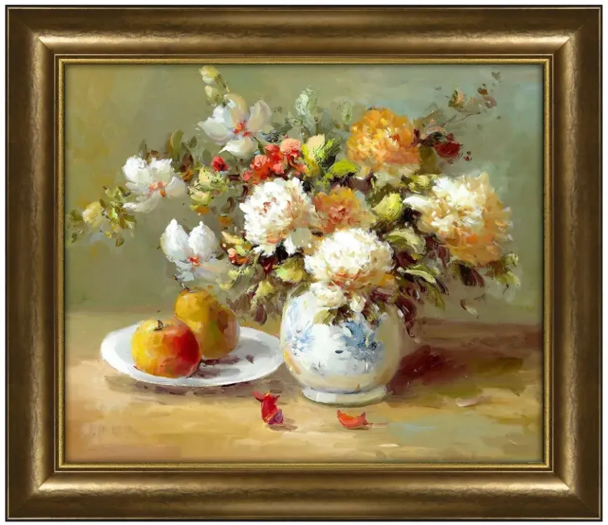 Flowers and Fruits Framed Canvas Wall Art