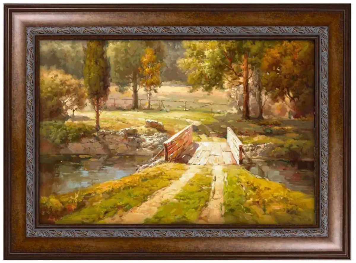 Country Bridge Framed Canvas Wall Art