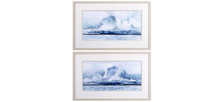 Passing Rain Storm Wall Art S/2 in Blue, Navy, Cream, Neutral by Propac Images