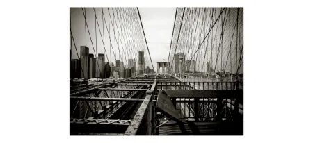 City Bridge Gallery-Wrapped Canvas Wall Art in BLACK/WHITE by Bellanest