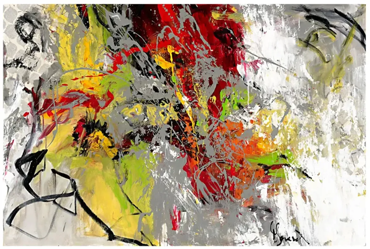 Abstract II Trio by Doris Savard in Black;Gray;Green;Yellow;White;Red by Giant Art