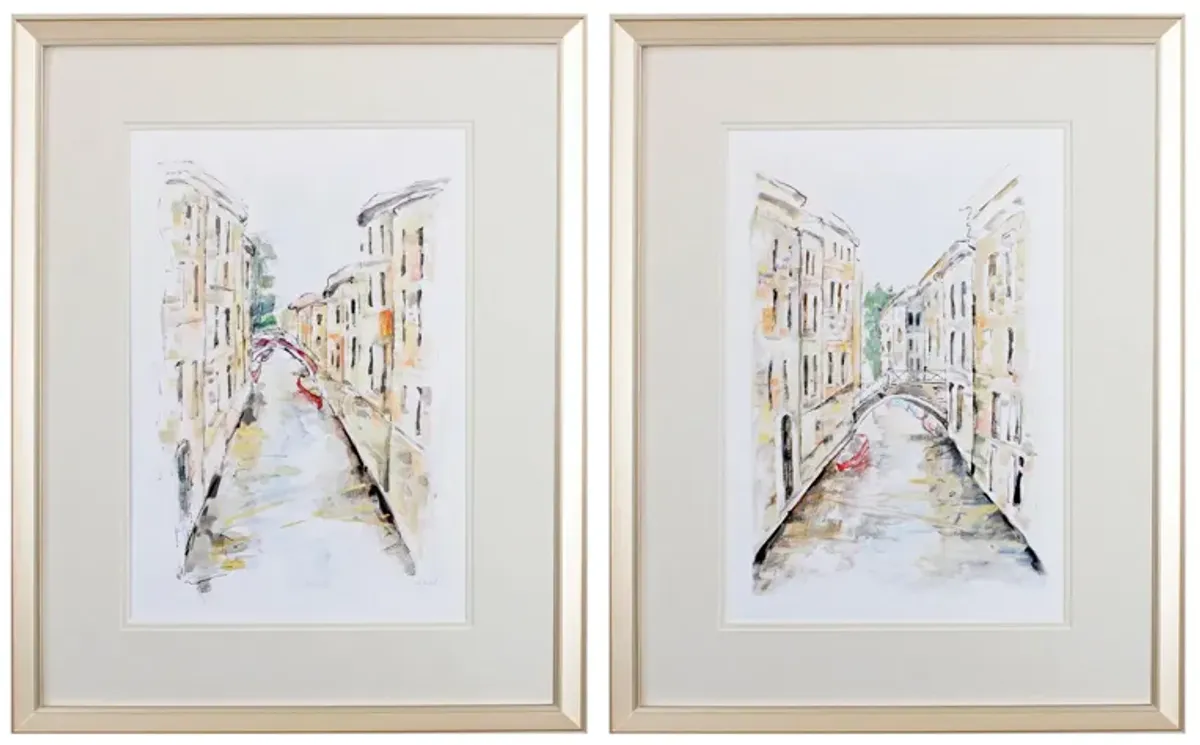 Venice Memories Wall Art S/2 in Yellow, Green, Orange, Blue, Gray, Neutral by Propac Images