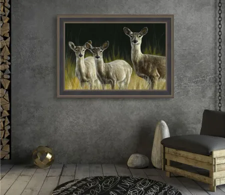 Three Deer Wall Art in Off-White;Gray;Yellow;Natural by Bellanest
