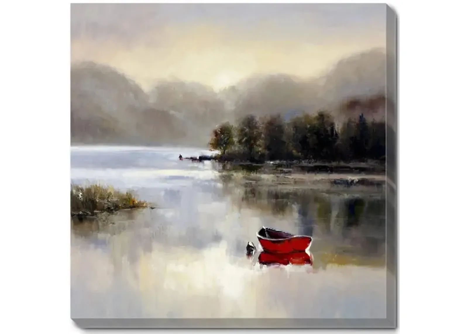 Lone Red Boat Wall Art in Gray;Red;Black by Bellanest