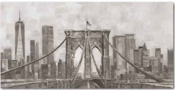 Charcoal Brooklyn Bridge I Gallery Wrapped Canvas