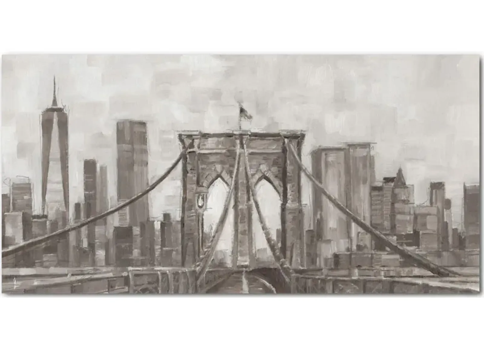 Charcoal Brooklyn Bridge I Gallery Wrapped Canvas in Multi by Courtside Market