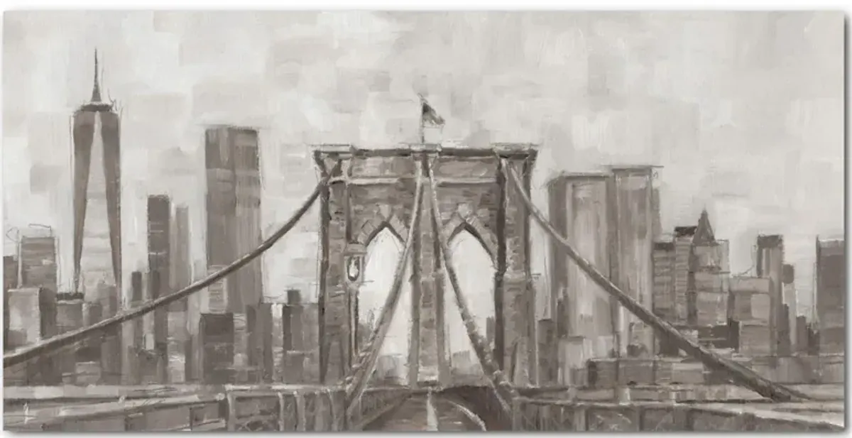 Charcoal Brooklyn Bridge I Gallery Wrapped Canvas in Multi by Courtside Market