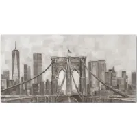 Charcoal Brooklyn Bridge I Gallery Wrapped Canvas in Multi by Courtside Market