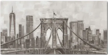 Charcoal Brooklyn Bridge I Gallery Wrapped Canvas in Multi by Courtside Market