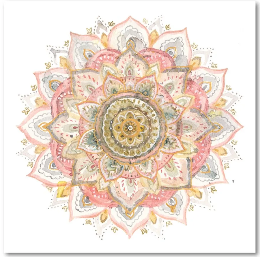 Boho Tropical Mandala on White Gallery Wrapped Canvas in Multi by Courtside Market
