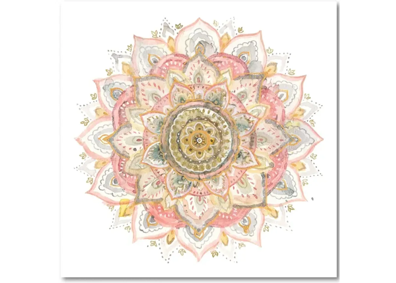 Boho Tropical Mandala on White Gallery Wrapped Canvas in Multi by Courtside Market