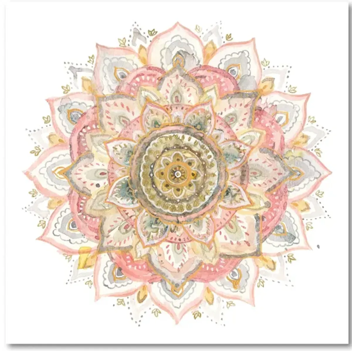 Boho Tropical Mandala on White Gallery Wrapped Canvas in Multi by Courtside Market