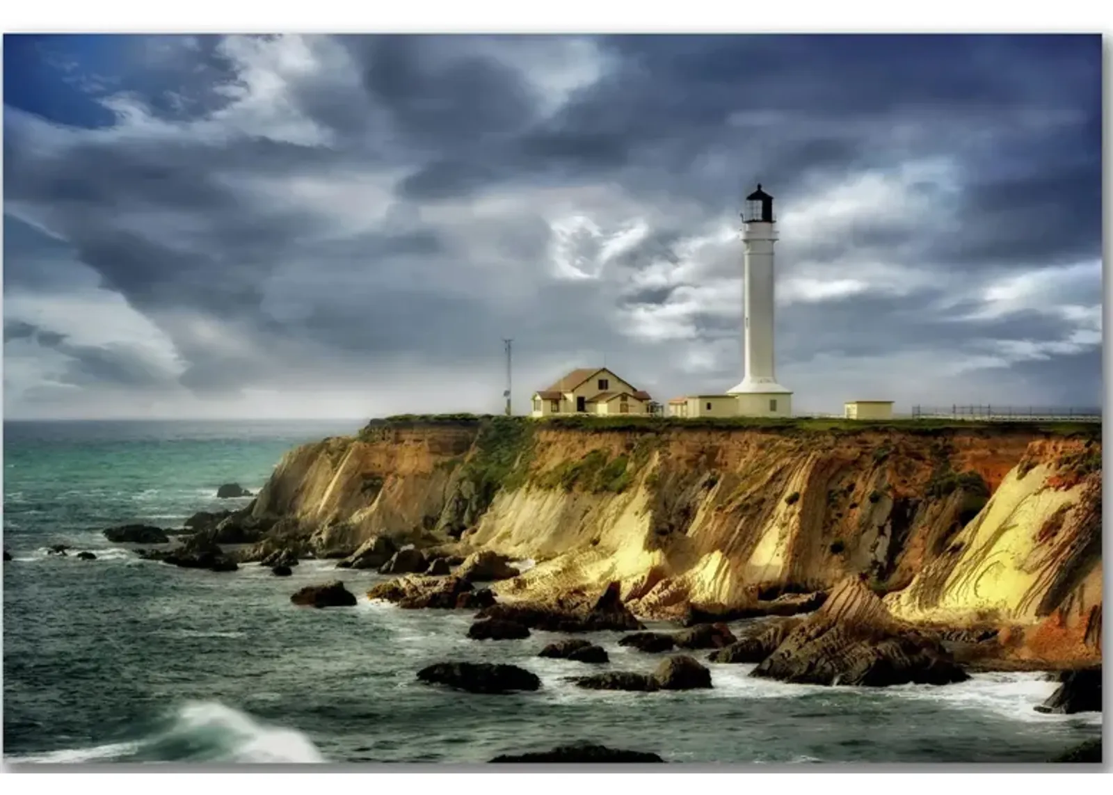 Coastline Lighthouse Gallery Wrapped Canvas in Multi by Courtside Market