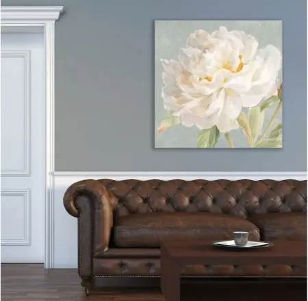 Garden Peony Neutral Crop Gallery Wrapped Canvas in Multi by Courtside Market