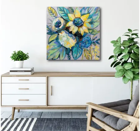 Sage and Sunflowers I Gallery Wrapped Canvas in Multi by Courtside Market