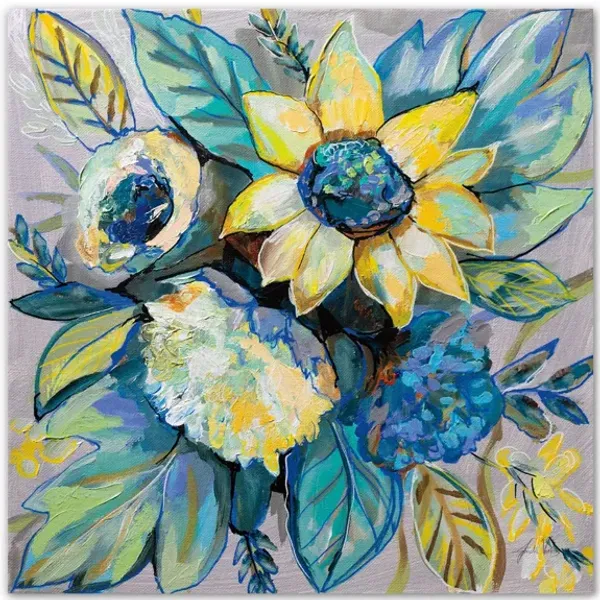 Sage and Sunflowers I Gallery Wrapped Canvas