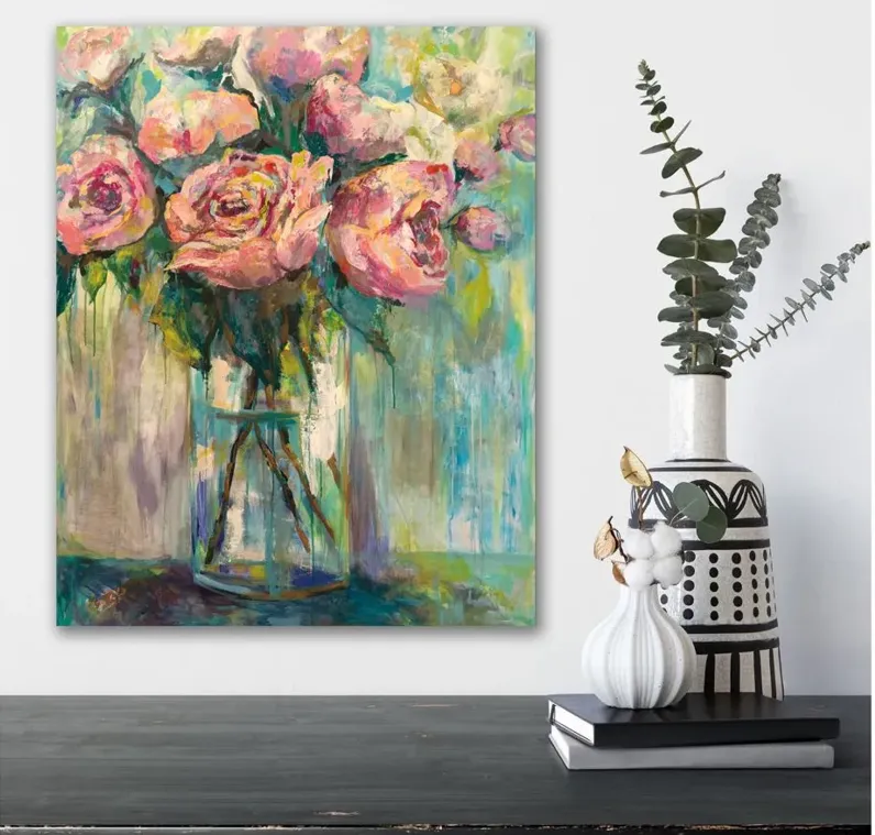 Peony Play Gallery Wrapped Canvas in Multi by Courtside Market