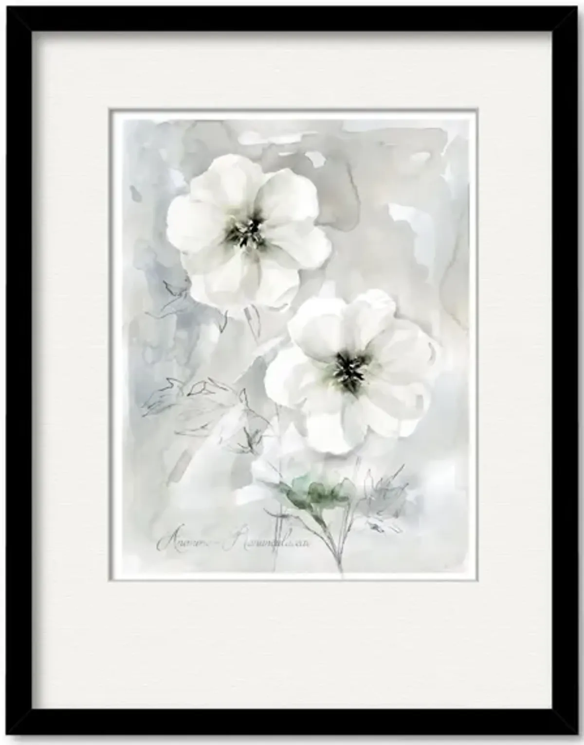 White Anemone II Framed Art in Multi by Courtside Market