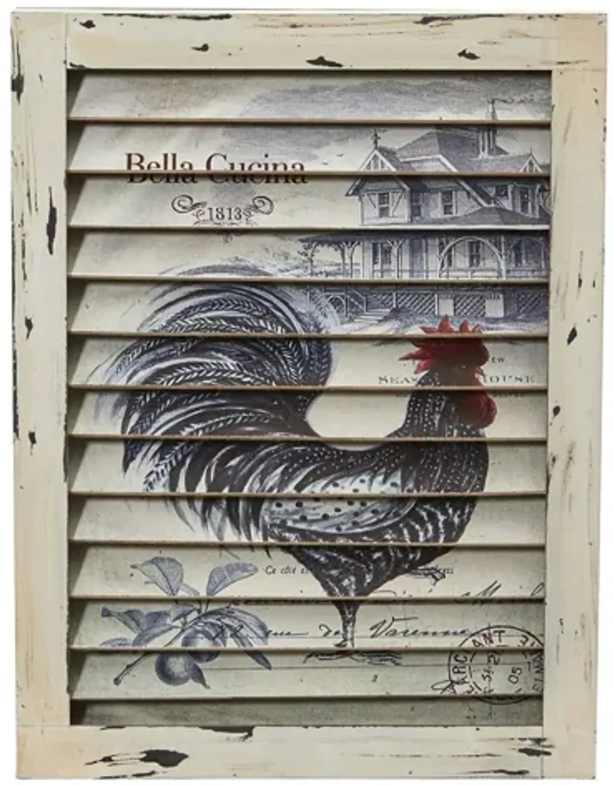 Rooster Window Shutter Wall Decor in Cream by Bellanest