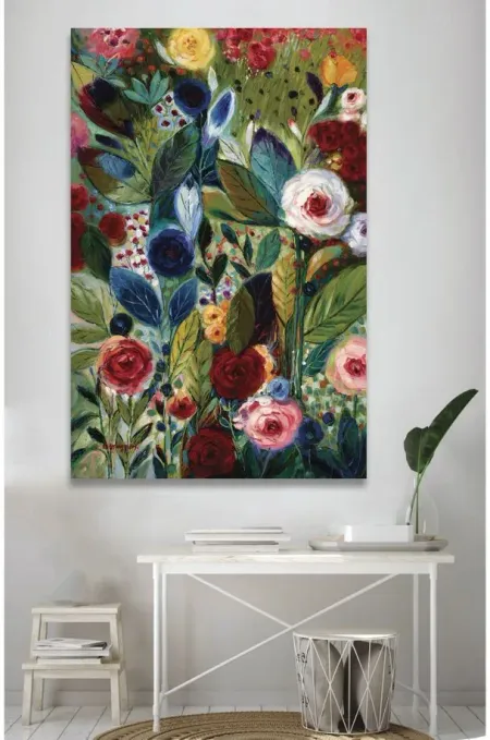 Lush Floral Wall Art in Green;Blue by Bellanest