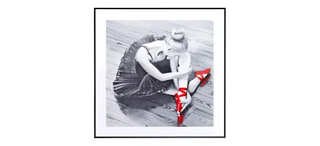 Red Ballerina Hologram Framed Wall Art in Black;Red by Majestic Mirror