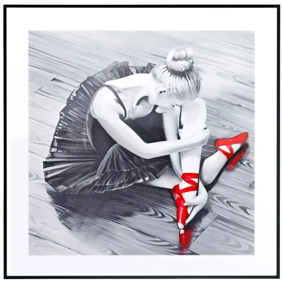 Red Ballerina Hologram Framed Wall Art