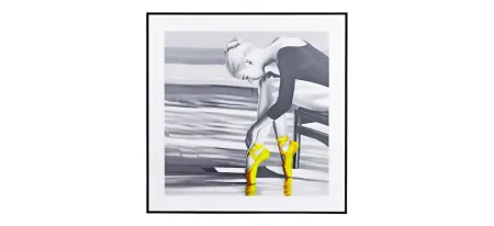 Yellow Ballerina Hologram Framed Wall Art in Black;Yellow by Majestic Mirror
