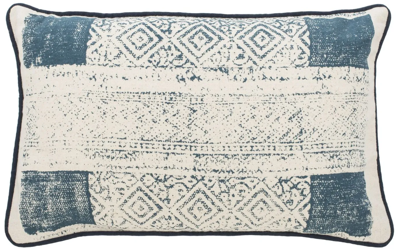 Taormina Lumbar Pillow in Blue/Creme by Safavieh