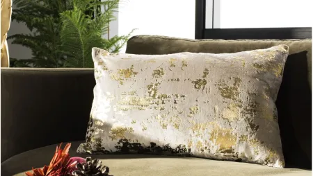 Glam Accent Pillow in Beige/Gold by Safavieh