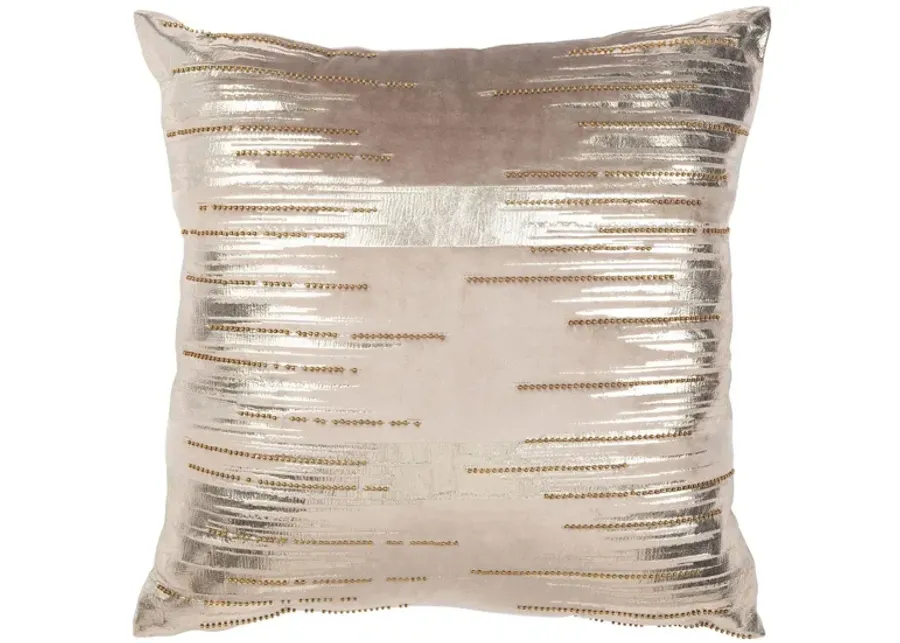 Embellished Prasla Accent Pillow in Taupe/Gold by Safavieh