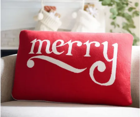 Holiday Be Merry Pillow in Red by Safavieh